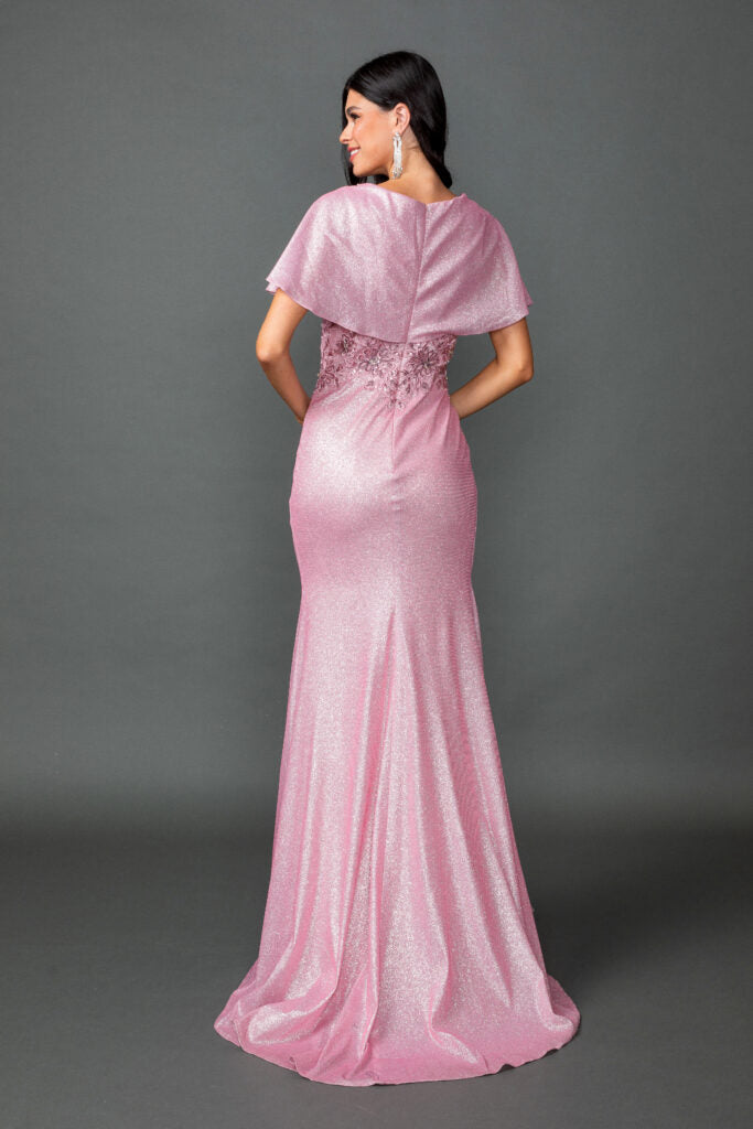 4568 Sweetheart Neck Embellished Bodice Prom Dress with Draped Skirt and High Slit