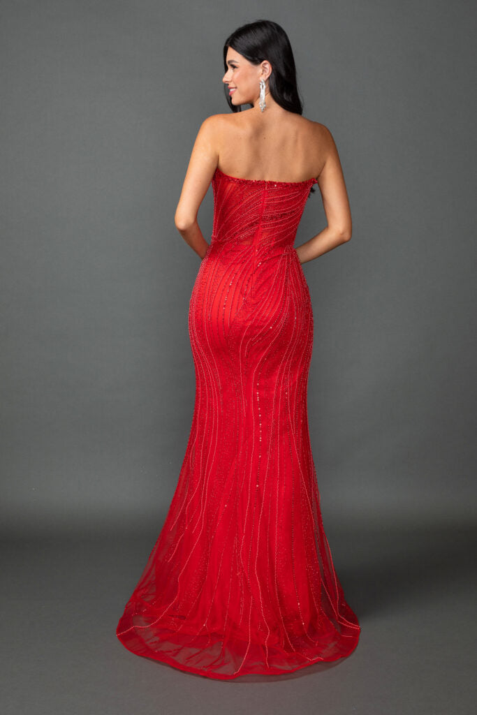 4597 Sweetheart Beaded Fitted Mermaid Prom Dress with Illusion Bodice