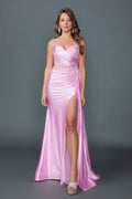 4603 Sweetheart Illusion Corset Bodice Spaghetti Strap Fitted Mermaid Gown with Glitter Embroidery and Floor-Length Hem Prom Dress